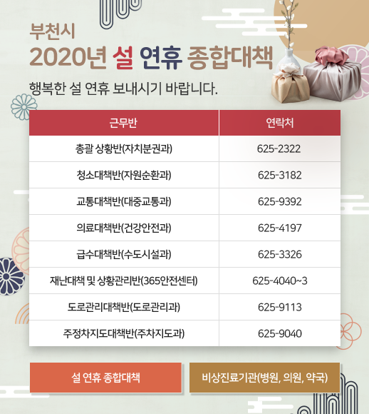 부천시 2020년 설 연휴 종합대책