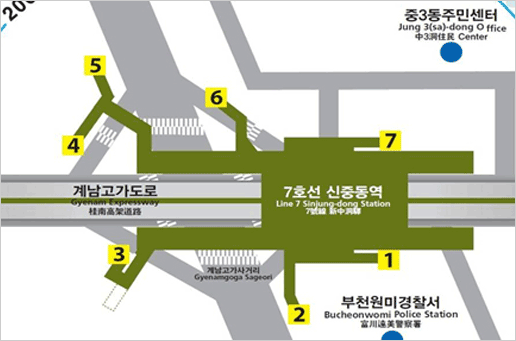 신중동역 출입구 배치